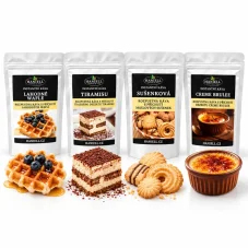 Degustační sada rozpustné kávy Sladký dezert – Vafle, Tiramisu, Sušenka, Crème Brûlée (4×60 g)