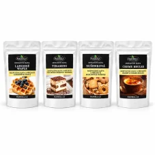 Degustační sada rozpustné kávy Sladký dezert – Vafle, Tiramisu, Sušenka, Crème Brûlée (4×60 g)