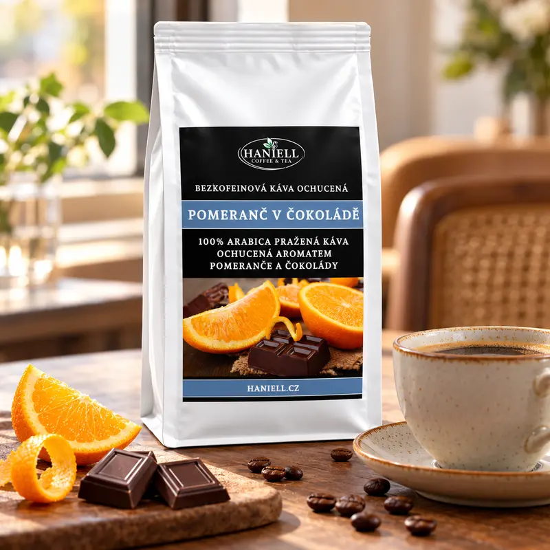 Bezkofeinová káva Pomeranč v čokoládě – 100% arabica - Hmotnost:: 500 g