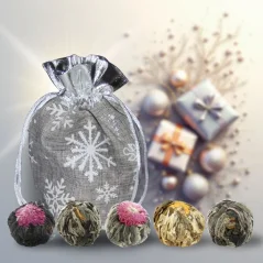 Dárková sada kvetoucích čajů stříbrná – rozkvetlý vánoční okamžik