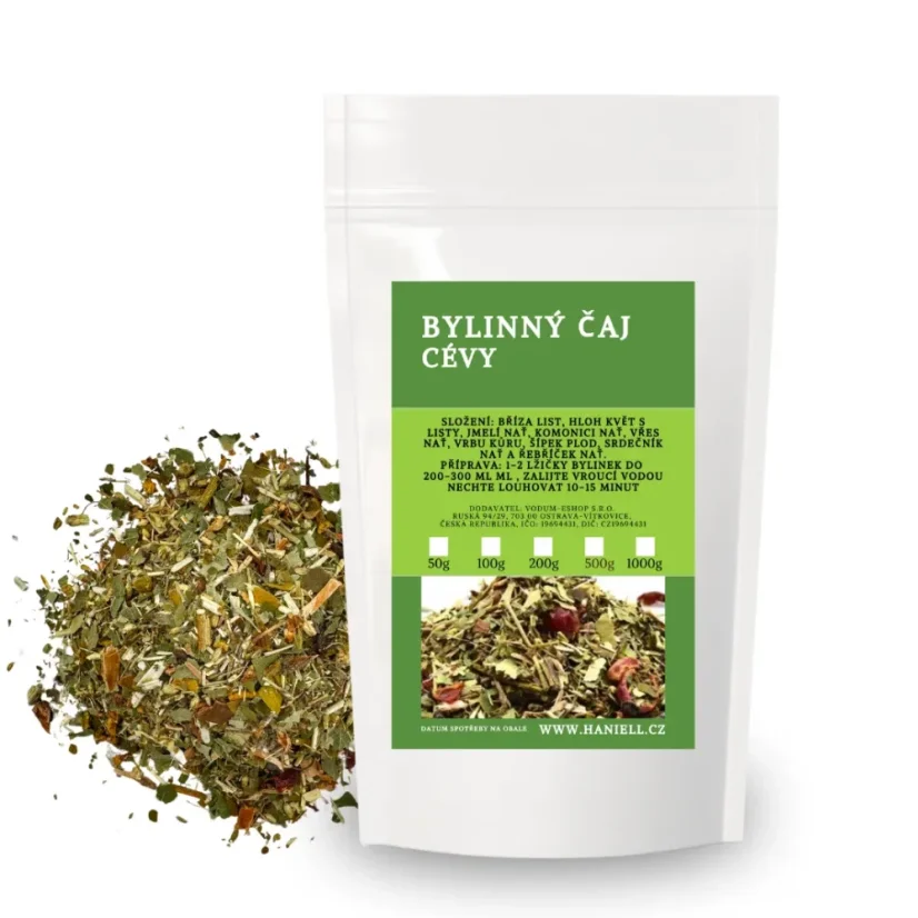 Bylinný čaj Pružné cévy – podpora krevního oběhu a vitality - Hmotnost: 200 g