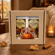 Dárková sada October Coffee – káva,koření  Pumpkin Spice a dýňový podtácek