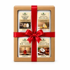 Dárková sada kávy Likérová – Piňa Colada, Rum-Vanilka, Malibu, Vaječný likér (4×100 g)