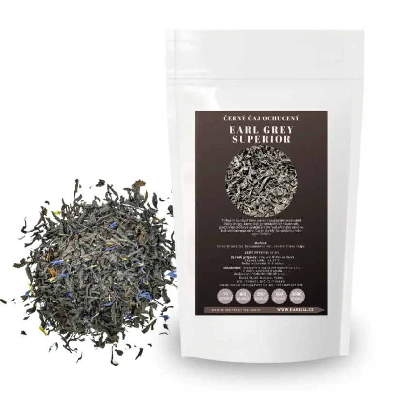 Černý čaj Earl Grey Superior – prvotřídní zážitek s blahodárnými účinky - Hmotnost: 200 g