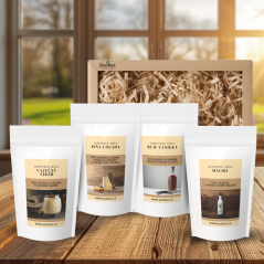 Dárková sada kávy Likérová – Piňa Colada, Rum-Vanilka, Malibu, Vaječný likér (4×100 g)