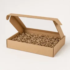 Dárková krabička s okénkem a Eco Kraft výplní 350 × 250 × 50 mm